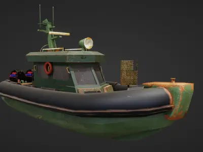 military rhib for games Low-poly 3D model