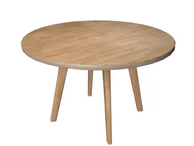 Table round with wooden legs Free low-poly 3D model