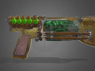 Steampunk Pistol PBR game ready Free low-poly 3D model