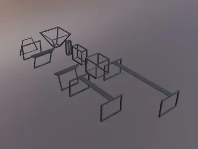 Modern Table Legs minimal set Low-poly 3D model