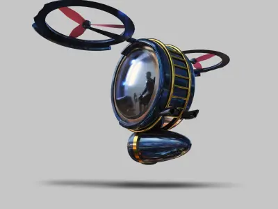 Spaceship hovercraft flying in sky 3D model