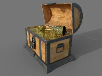 Chest Low-poly 3D model treasure Low-poly 3D model