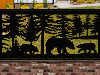 Bear-Trees-24x48-cm - dxf file - laser cut - plasma cut 3D model