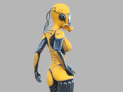 Sci fi female Low-poly 3D model