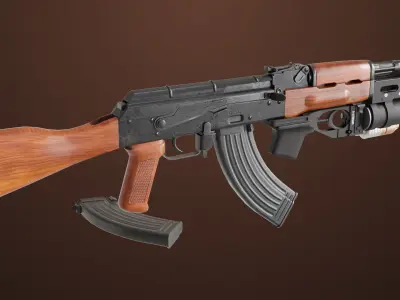 Light Machine Gun 10 Wood All PBR Unity UE Textures Low-poly 3D model