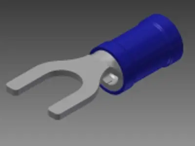 thirteen sixty-fourth u shape blue solderless wire terminal Free 3D model