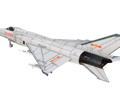 PBR PLAAF J-8II Fighter Shenyang J-8F Finback Low-poly 3D model