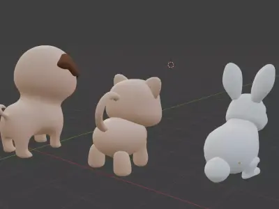 Cute Low Poly Pets Low-poly 3D model