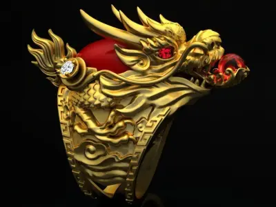 Nhan Nam Rong Kieu 1 - Dragon Men Ring Ver 1 3D print model