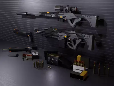 Futuristic Cyberpunk Weapons Pack 3D model