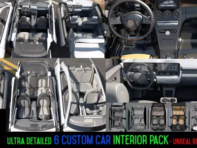 6 Highly detailed CAR Sedan Interior Bundle-unreal-vray-redshift 3D model