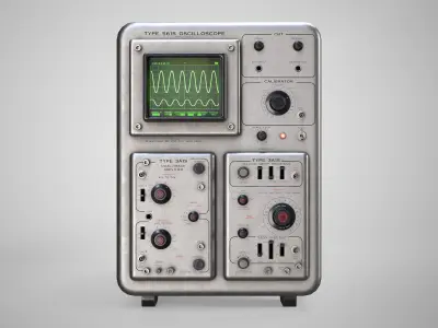 Retro Oscilloscope - Old Laboratory Computer Gameready Low-poly 3D model