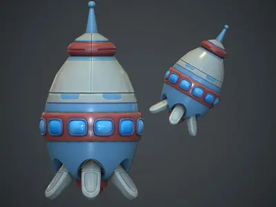 Cartoon Rocket 2 PBR Game Ready Low-poly 3D model