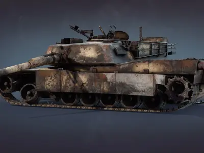 Destroyed tank M1A1 Abrams Low-poly 3D model