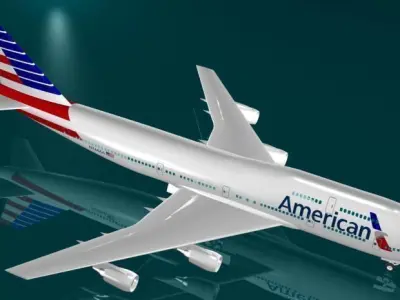 American Airlines New Logo 747 - 400 3D model