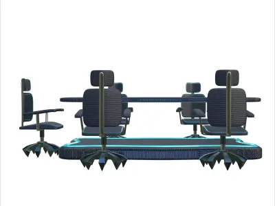 Futuristic Conference Table and Office Chair Set 2K PBR Model 3D model