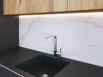 Kitchen Modern - Wood and Black mdf 3D model