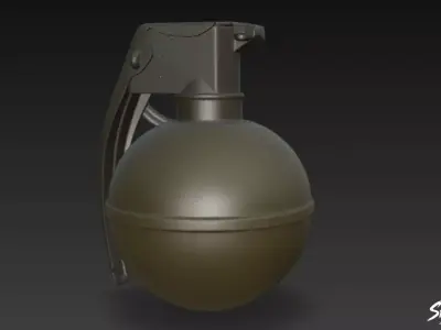 Grenade Olive 01 Low-poly 3D model