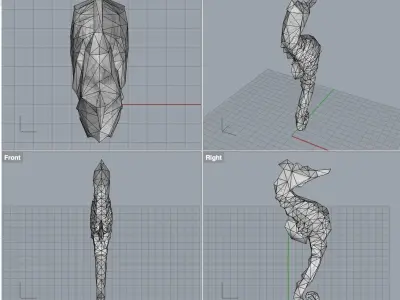 Seahorse low poly gold Low-poly 3D model