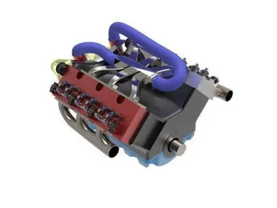 v6 Engine Low-poly 3D model