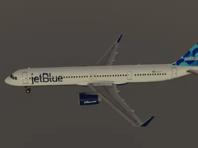 Jetblue airbus a321neo 3d model with cockpit  Low-poly 3D model