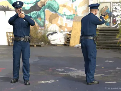 NYPD Police Officer Fur Rigged 3D model