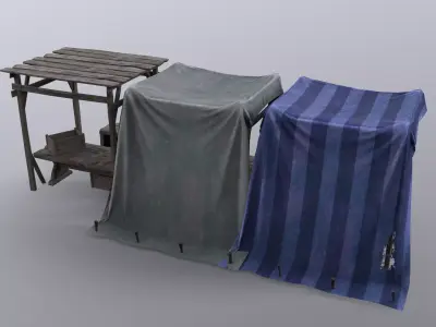 Market Stall Set Low-poly 3D model purchase