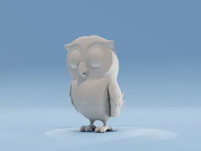 Cartoon Owl Animated and Rigged Base Mesh 3D Model Low-poly 3D model