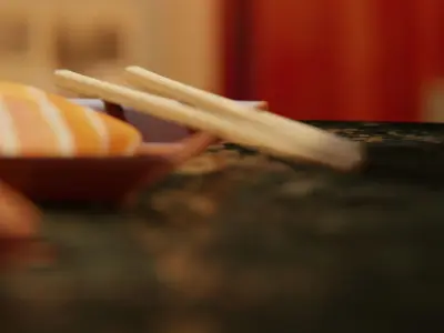 Sashimi Set sushi on plate with chopsticks 3D model