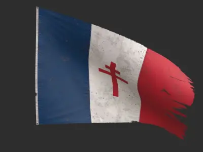 Free France Flag Low-poly 3D model