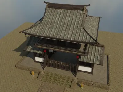 Japanese Gate Low-poly 3D model