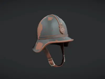 old military helmet with chin strap 3D model