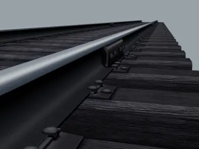 Railway track woody sleepers Low-poly 3D model