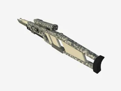 SciFi Sniper Gunblade A09 Digital Camouflage - Fiction Weaponry Low-poly 3D model