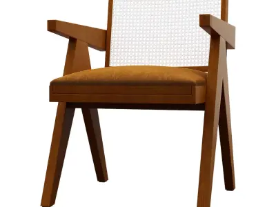 Pierre jeanneret teak conference chair floating back easy chairs Free 3D model