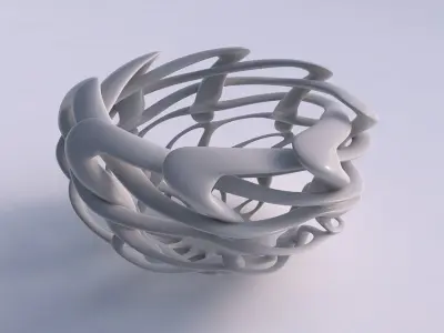 Bowl cylindrical with interlacing lattice twisted and squeezed 2 3D model