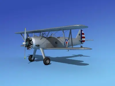 Stearman PT-17 Kaydet Military Trainer 3D model