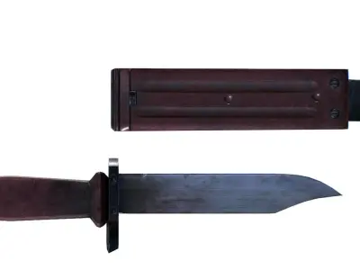 Bayonet Knife with Scabbard UTD Training RK  Low-poly 3D model