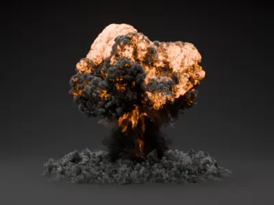 Massive Fire Explosion Effect VDB For Blender 3D model