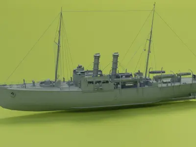Gunboat SMS Panther Low-poly 3D model