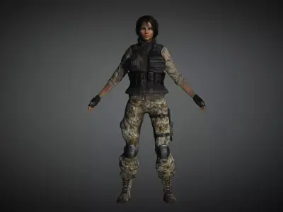 AAA Military Female Character 01 Low-poly 3D model