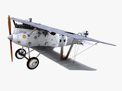 German Biplane Pfalz DIII WWI Plane Low-poly 3D model