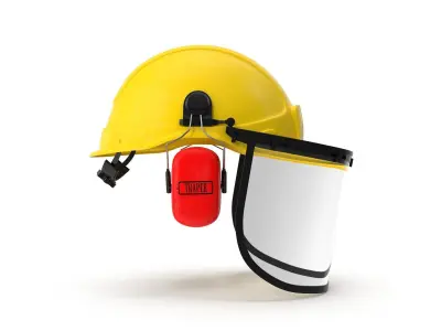 Safety Helmet with Face and Ears Cover Glass 3D model