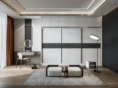 Dressing room  Wardrobe closet full Scene 3D model