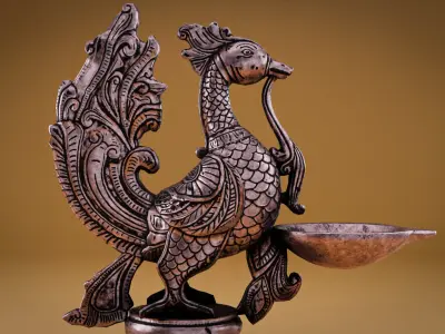 Chinese candlestick  3D model statue Low-poly 3D model