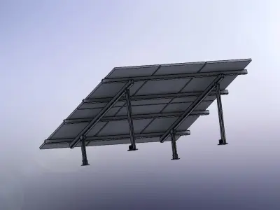 Solar panel mount on support ALL part 3D model