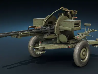 ZU-23-2 Anti-Aircraft Cannon Low-poly 3D model