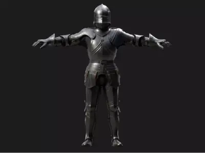 Dark Gothic Knight Rigged Low-poly 3D model