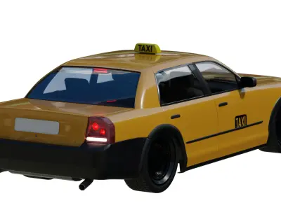 Yellow Taxi car Sedan 3d Model Free 3D model