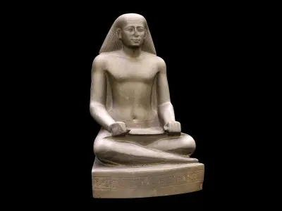 Egyptian Seated Scribe Statue 3D model